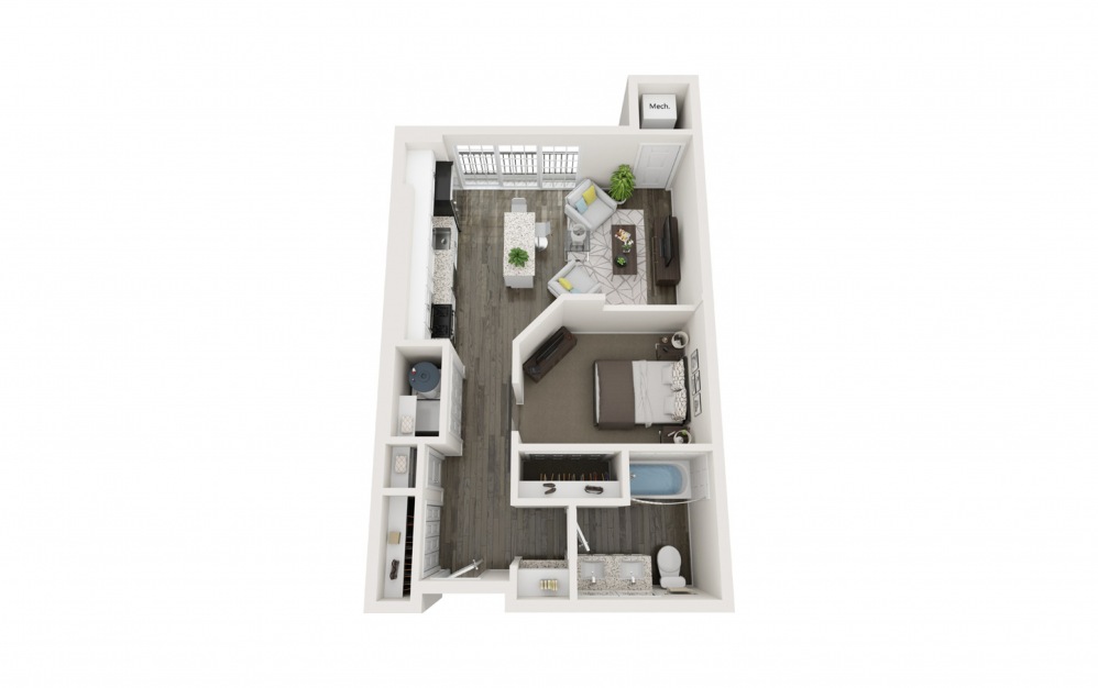 Junior 1 Bedroom - Studio floorplan layout with 1 bath and 625 square feet.