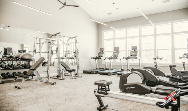Fitness Center Fitness center with free weights, treadmills and ellipticals.